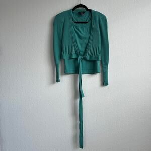 Vintage turquoise blue tie up cardigan